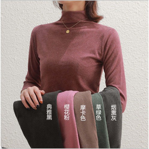 Áo len dệt kim nữ Ao len nữ cổ lọ