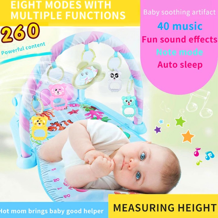 Thảm nhạc nằm chơi cho bé sơ sinh đa năng có đàn piano vui nhộn và móc treo hình thú ngộ nghĩnh Baby-S – SDC038