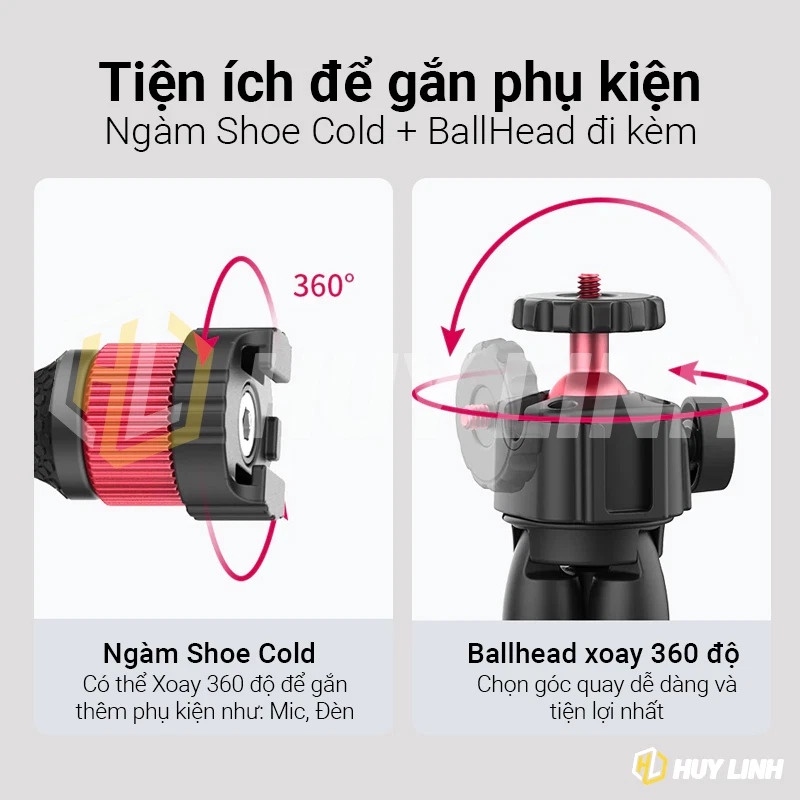Ulanzi MT-52 | Bộ tripod bạch tuộc kèm 2 tay mở rộng đa năng tiện lợi khả năng tải 1kg