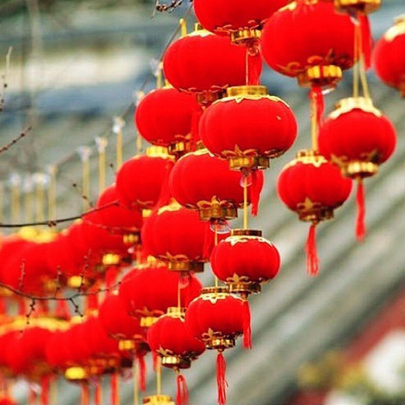 ĐÈN LỒNG NHUNG ĐỎ TRANG TRÍ TẾT