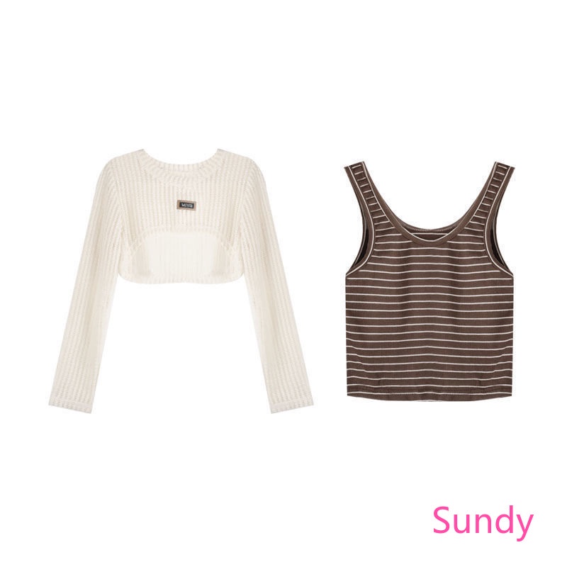 Set Áo Dài Tay Và Áo Hai Dây Phong Cách Quyến Rũ Thời Trang Mùa Thu Cho Nữ