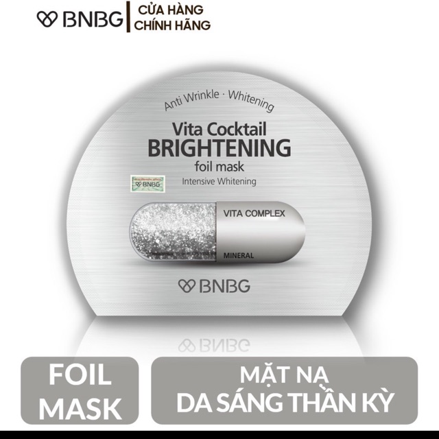 Mặt nạ dưỡng sáng da, mờ thâm BNBG Vita Cocktail Brightening Foil Mask Brightening - màu bạc