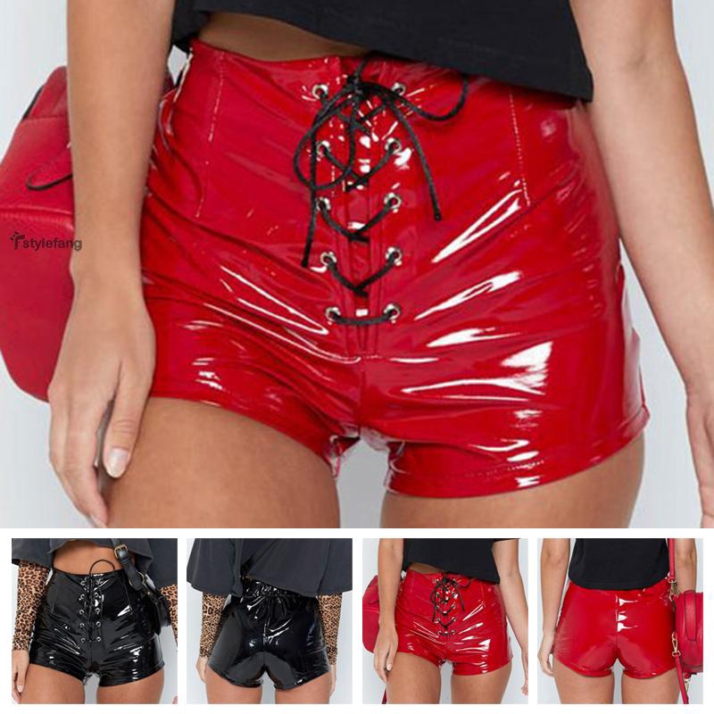 Quần Short Da Bóng Lưng Cao Size Lớn Cho Nữ