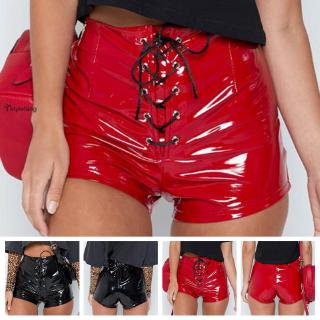 Quần Short Da Bóng Lưng Cao Size Lớn Cho Nữ