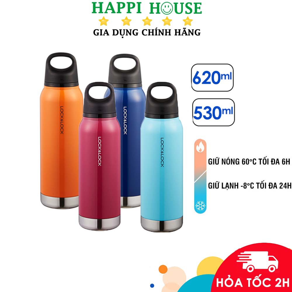 Bình Giữ Nhiệt 620ml Lock&Lock Loop Tumbler LHC4154 - Hàng Chính Hãng, Bằng Thép Không Gỉ, Có Lưới Lọc - Happi House