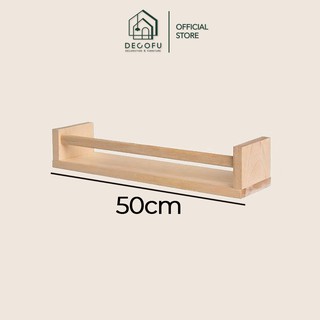 Kệ gỗ treo tường chữ U, giá gỗ tự nhiên DECOFU, kệ ngang dài 50cm