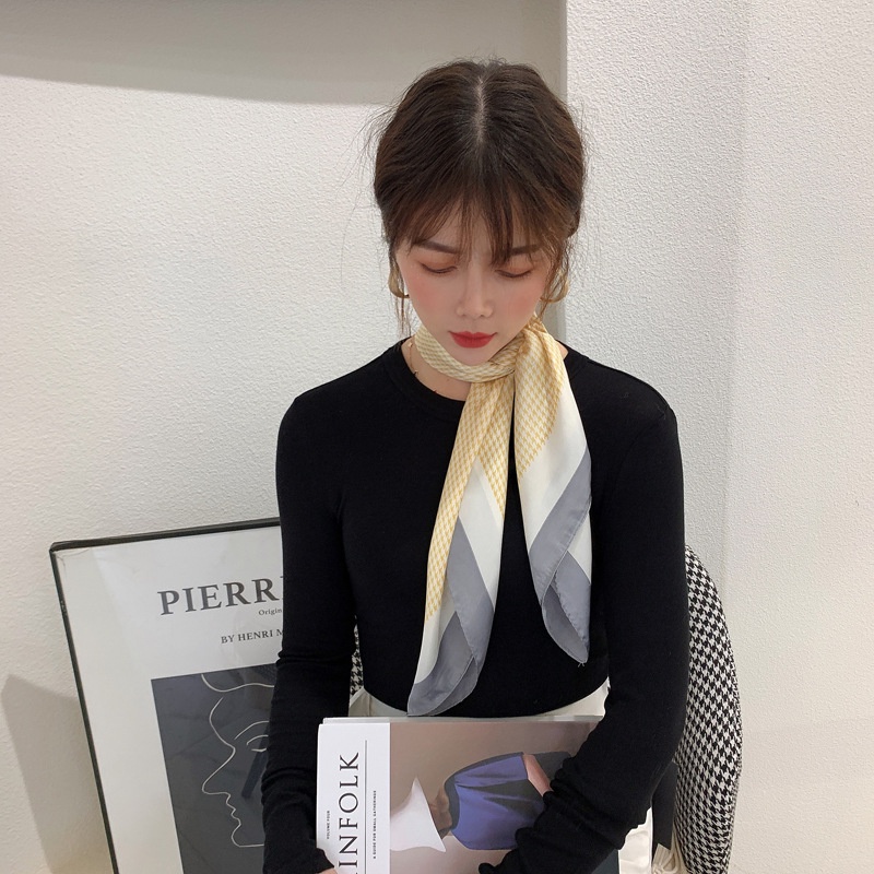 Khăn vuông lụa 70cm nữ công sở đẹp cao cấp- khăn turban quấn túi quấn tóc làm áo yếm- Caro nhỏ
