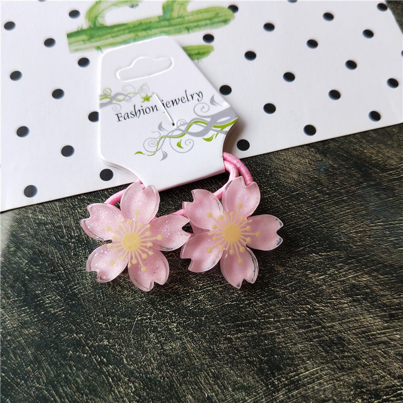 Set 2 dây buộc tóc co giãn đính bông hoa nhỏ đáng yêu dành cho bé gái