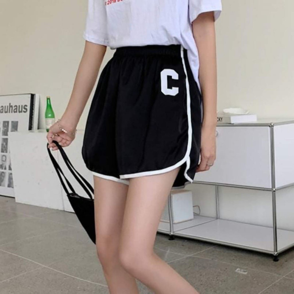 Quần đùi unisex ống rộng VIETCEN quần short nữ cạp chun viền co giãn chất thun cotton mát