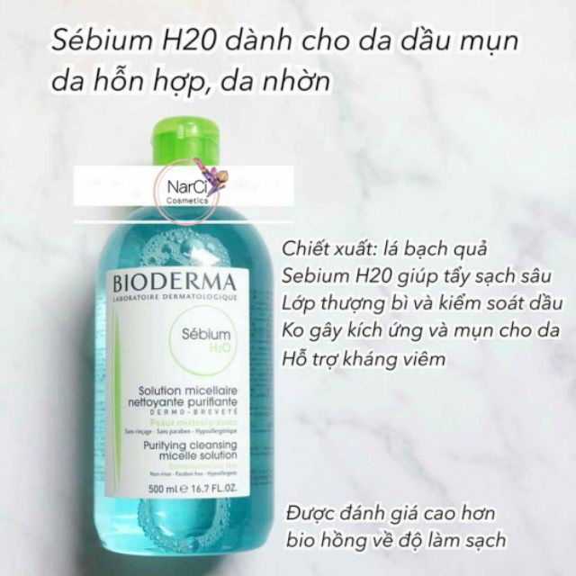 nước tẩy trang bioderma 500ml Chính Hãng Pháp cho da khô da dầu da nhạy cảm