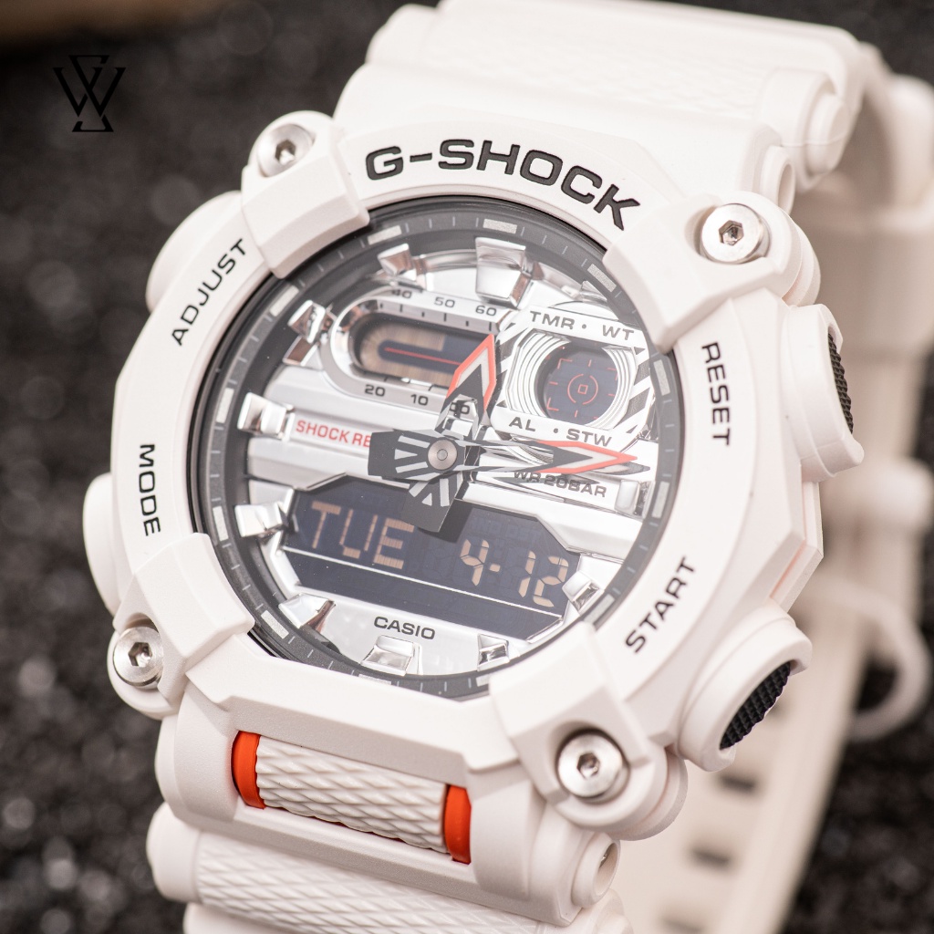 Đồng Hồ Quartz Nam Casio G-Shock WATCHSTORE GA-900AS-7ADR Thiết Kế Mặt Kính Khoáng Tròn 49.5mm, Vỏ Và Dây Nhựa Bền Bỉ