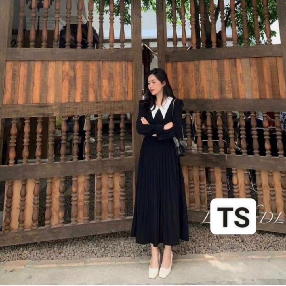 Váy nữ thiết kế dập ly tay dài, Đầm xòe trẻ trung thanh lịch HN clothing | BigBuy360 - bigbuy360.vn