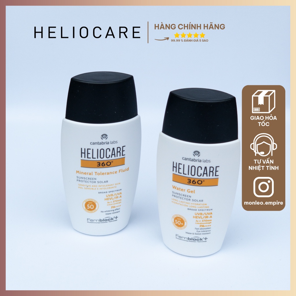 Kem chống nắng Heliocare 360 Water Gel/Mineral Tolerance/Pigment Solution Fluid SPF50+ 50ml