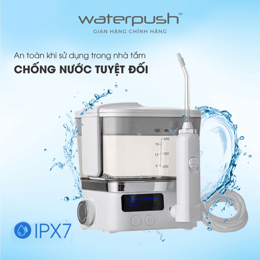 Máy tăm nước gia đình cao cấp WaterPush 1912 - Bình siêu lớn - Áp lực nước tiêu chuẩn 1 đổi 1 trong 12 tháng