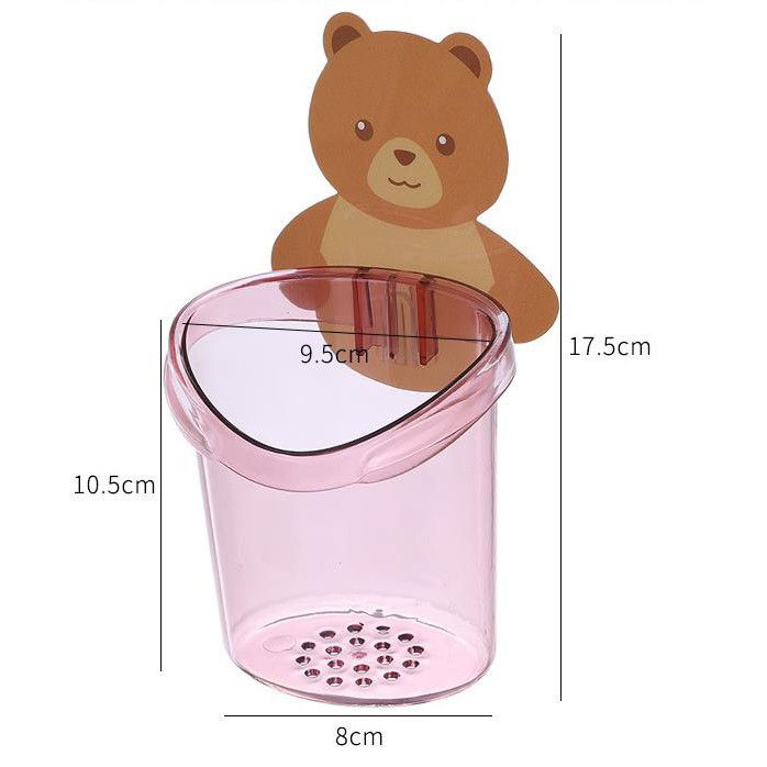 [Mã LIFEXANH03 giảm 10% đơn 500K] PVN17878 Cốc Đựng Bàn Chải, Kem Đánh Răng Hình Gấu Cute Dính Tường T8