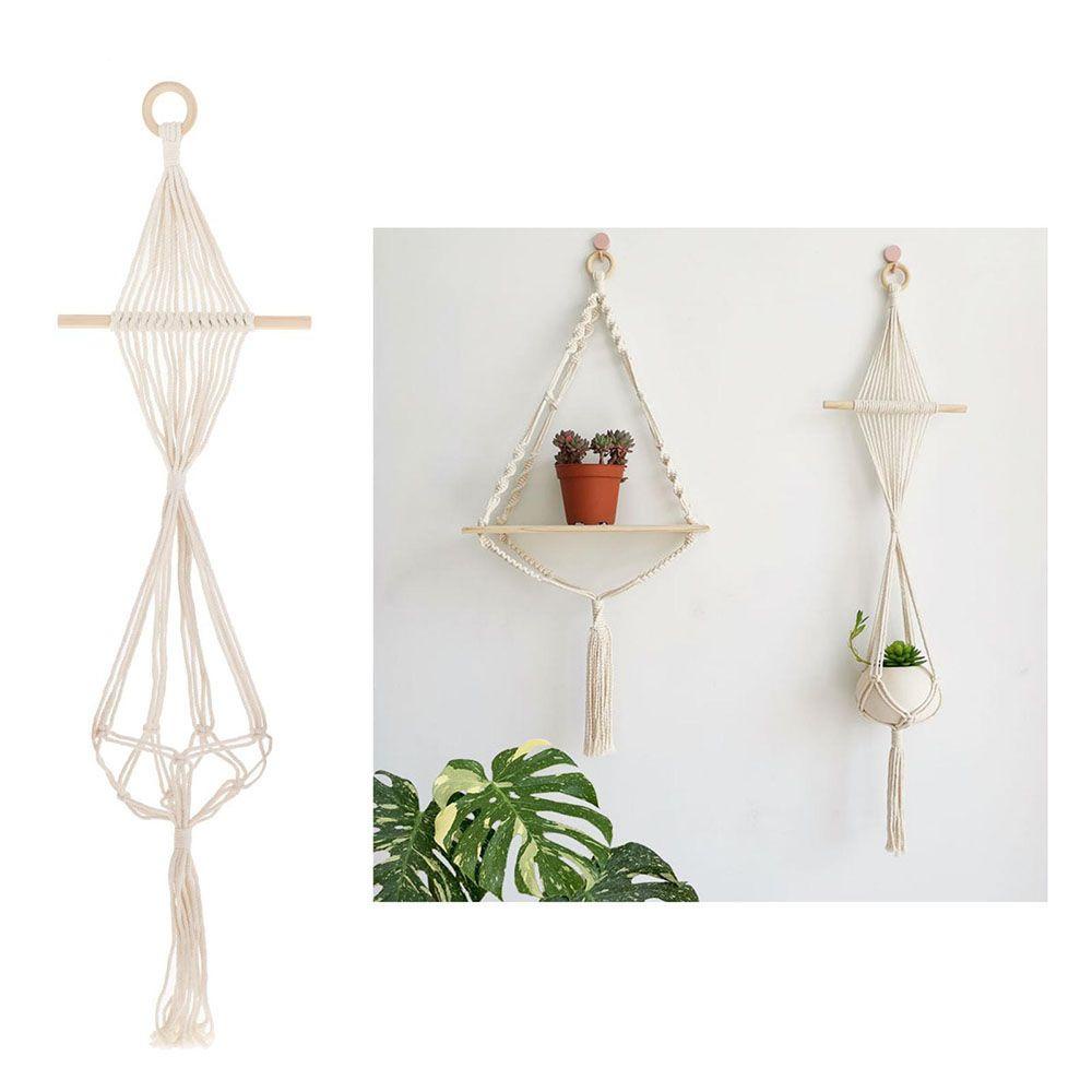 Giá Đỡ Chậu Hoa Bằng Dây Cotton Bện Treo Tường Trang Trí
