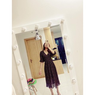 Váy xoè đen hoạ tiết Chỉ CHỌN LIVE