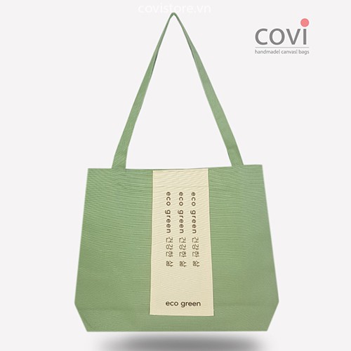 Túi Tote Vải Canvas Màu Đen, Xanh, Đỏ Thương Hiệu COVI