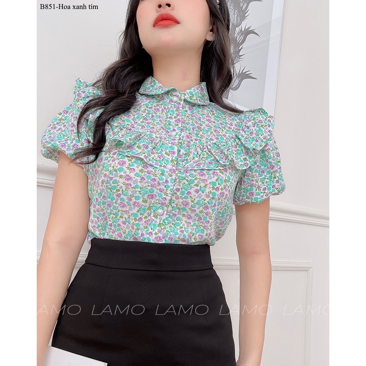 B851- Áo sơ mi hoa nhí tay bồng LAMO