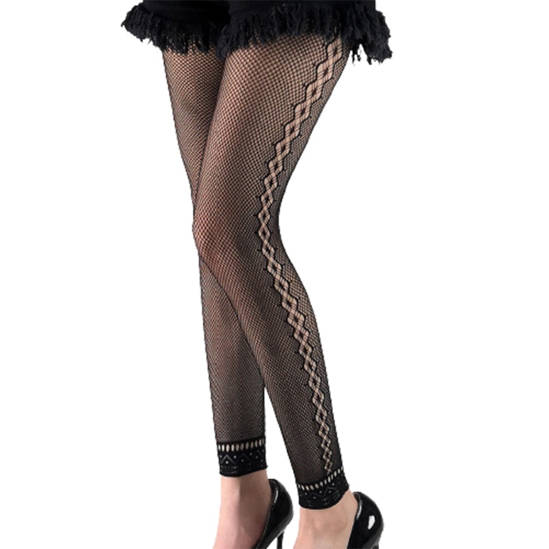 Youyo Quần Tất Lưới Đen Cạp Cao Gợi Cảm Họa Tiết Hoa Jacquard Lưới Cho Nữ St