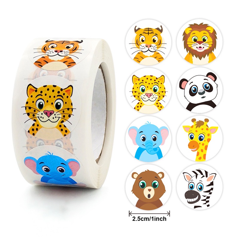 Cuộn 500 sticker khen thưởng, cám ơn, trang trí halloween hình thú đáng yêu - Smart Baby Toys