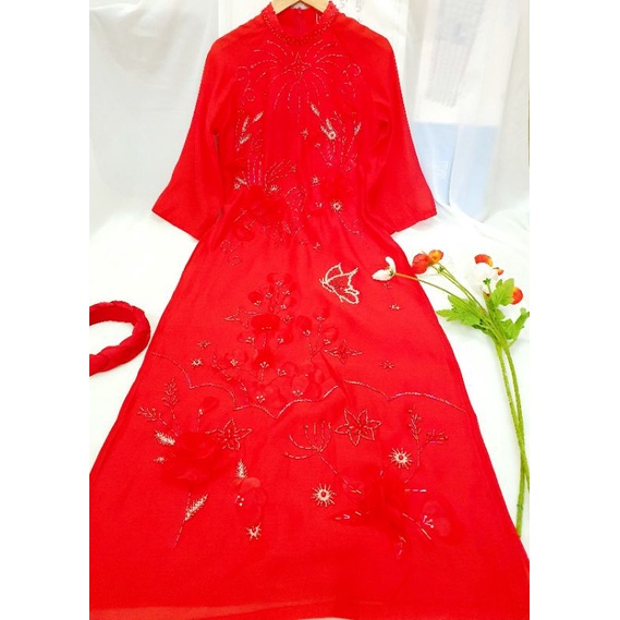 🥰 Áo dài tơ kết nổi cao cấp đẹp nhẹ nhàng  ❤ freeship❤ Hàng thiết kế . áo dài cách tân 4 tà
