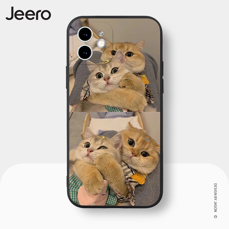 Ốp lưng JEERO hoạt hình cặp đôi dễ thương đẹp mềm đen Cho iPhone 13 12 11 Pro Max SE 2020 X XR XS 8 7 ip 6S 6 Plus kute HFE861
