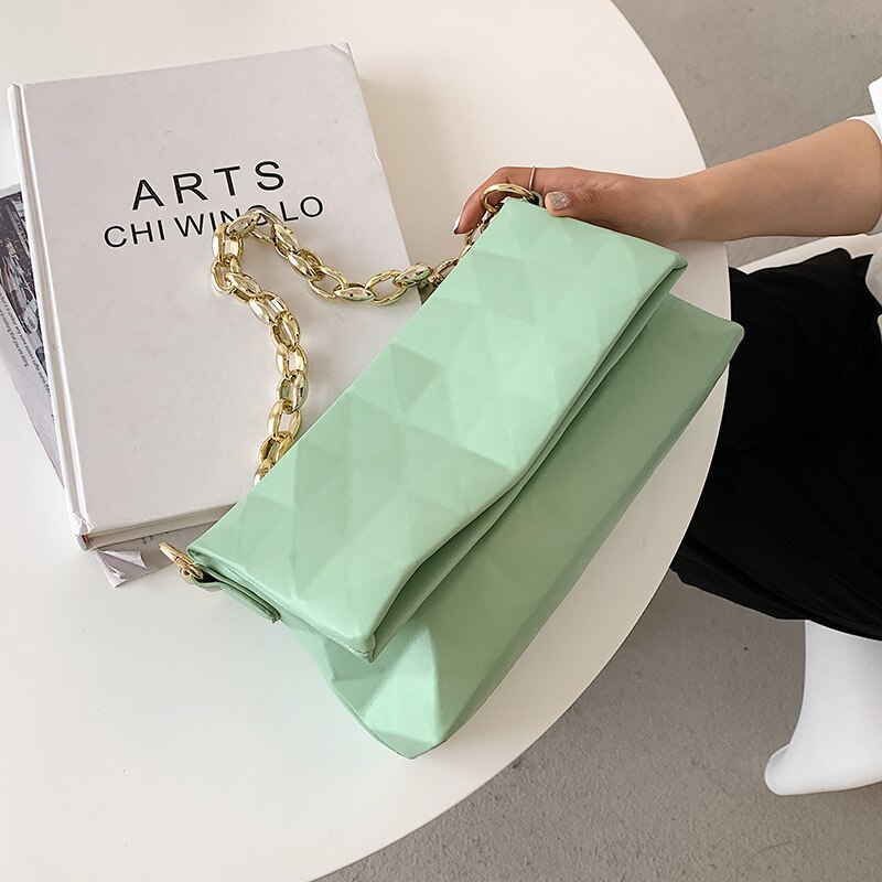 Túi đeo vai JASMIN NOIR da PU cỡ nhỏ phối dây xích thời trang cho bạn gái