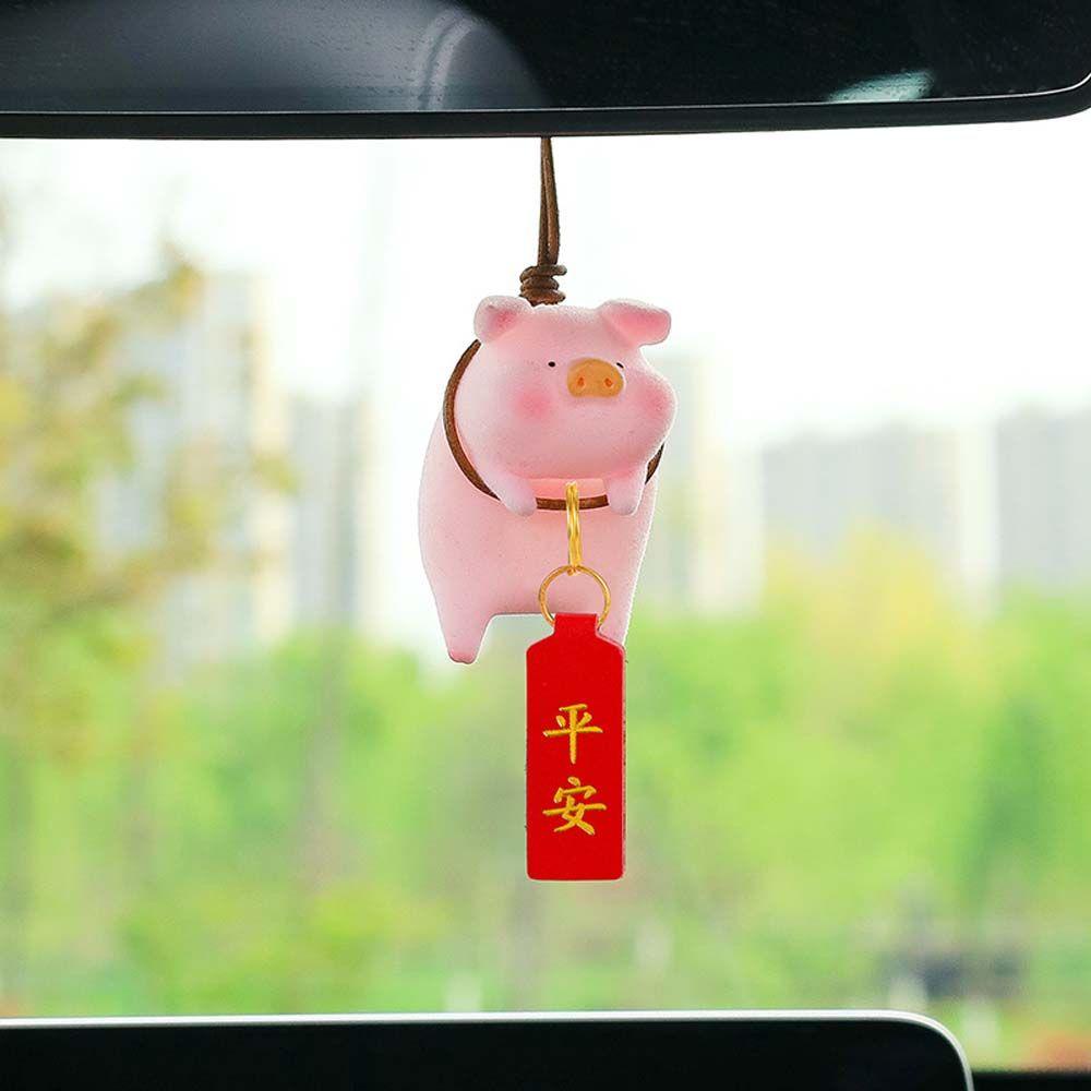 Phụ Kiện Treo Trang Trí Gương Chiếu Hậu Xe Hơi Hình Chú Heo Hoạt Hình May Mắn Sáng Tạo