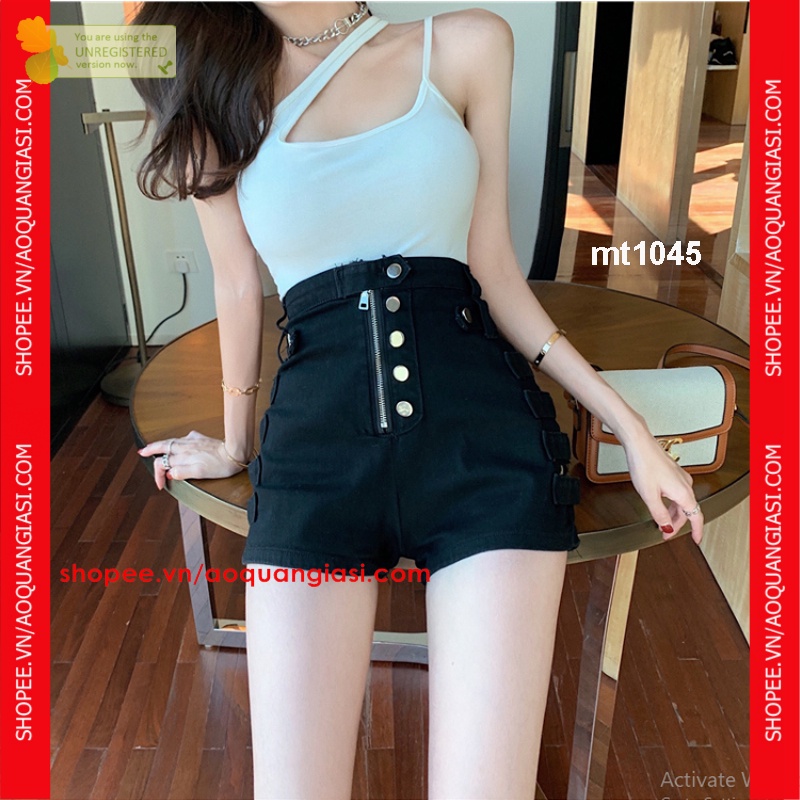 Quần Đùi Nữ Thời Trang Phối Nút Mt1045 sành điệu (size S, M, L dưới 54 kg)