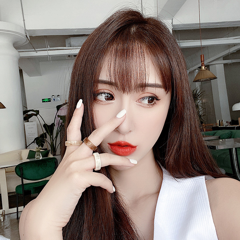 OIMG  Nhẫn nữ acrylic Retro màu hổ phách kết hợp