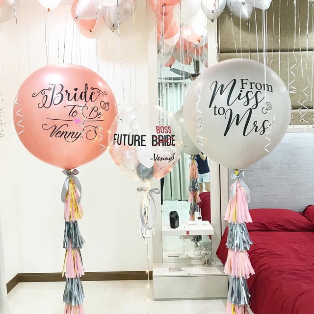 Combo bóng jumbo màu trơn in chữ kèm đầy đủ nguyên liệu tự làm
