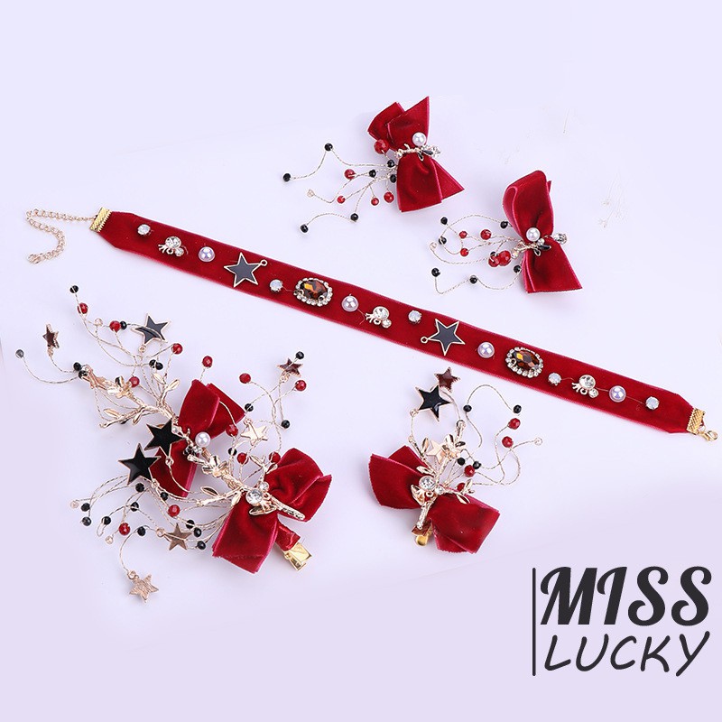 Bộ vòng cổ và cài tóc thời trang thanh tú cho nữ