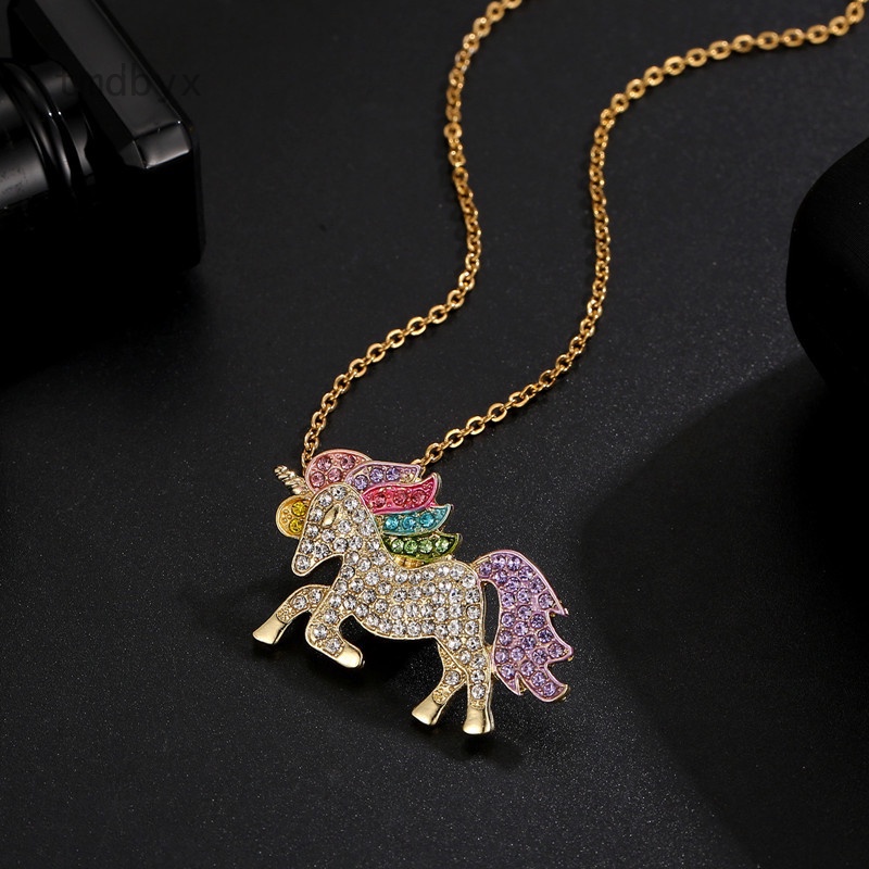 Tmdbyx Vòng cổ mặt hình ngựa pony vàng 18k thời trang cho bé