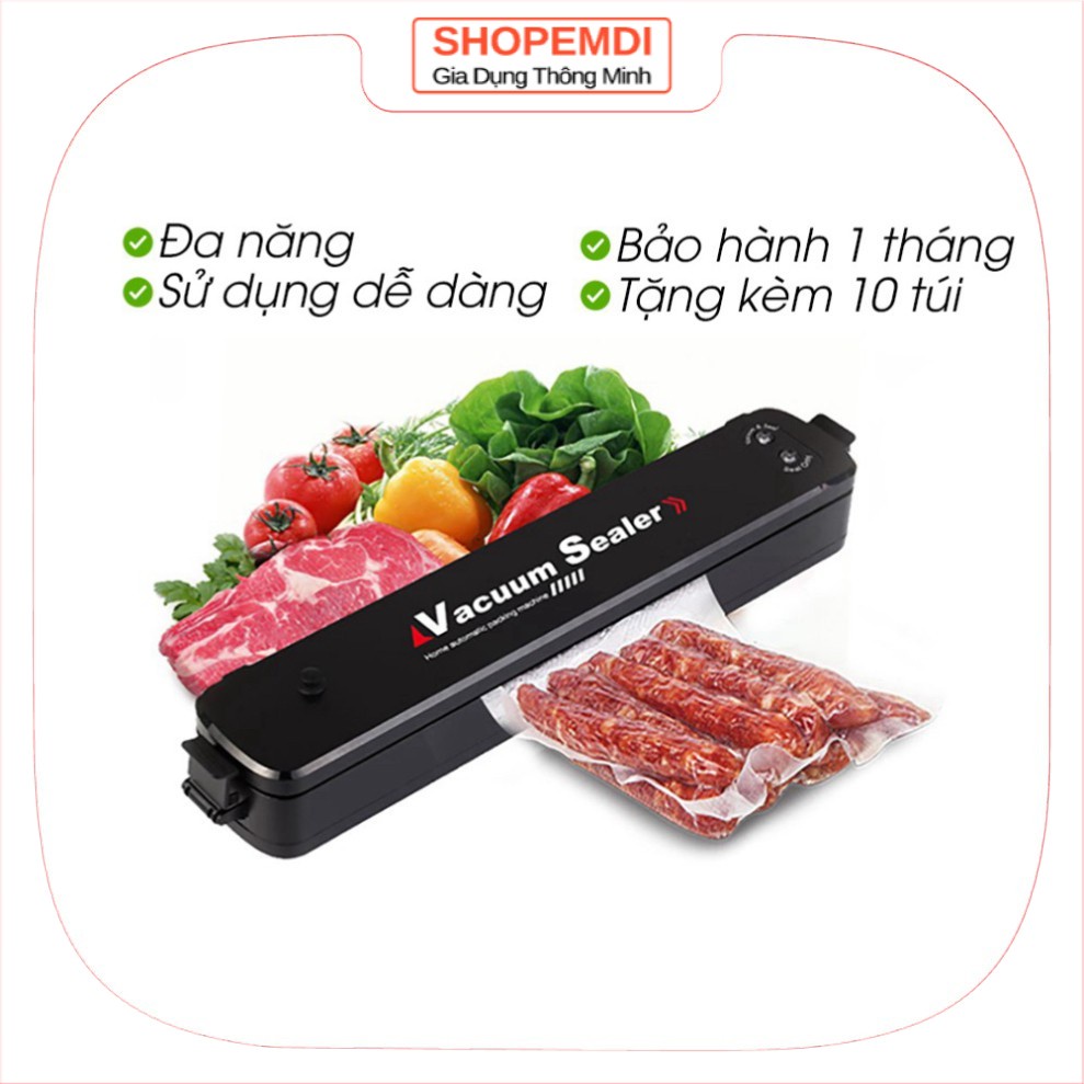 Máy hút chân không thực phẩm cầm tay Vacuum Sealer công suất 90w kiêm máy hàn miêng túi·có kèm 10 túi hút chân không