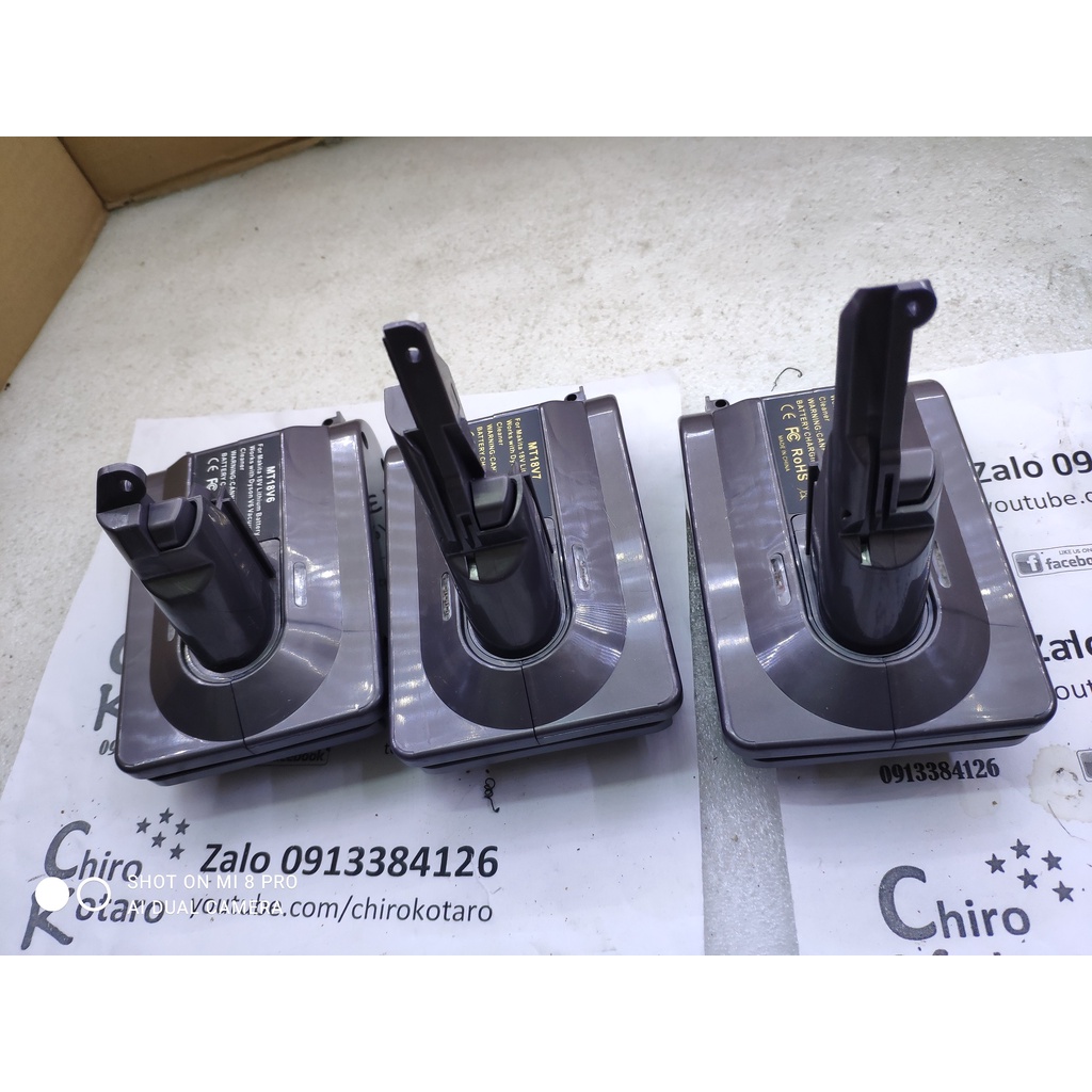 Đế chuyển chân pin máy hút bụi Dyson dùng pin hệ V6 V7 hoặc V8 21.6V sang dùng vỏ pin Makkita LXT, pin 3 chân ph