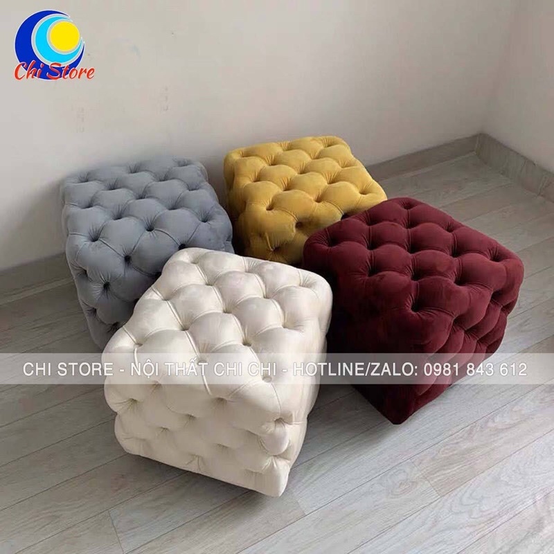 Ghế Đôn Sofa Vuông (50x45cm) Trang Trí Phòng Khách, Ghế Đôn Ngồi Chờ Siêu Xinh