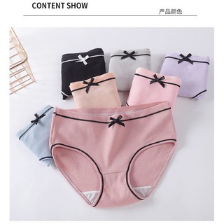 Quần lót cotton nữ gân tăm đính nơ kháng khuẩn