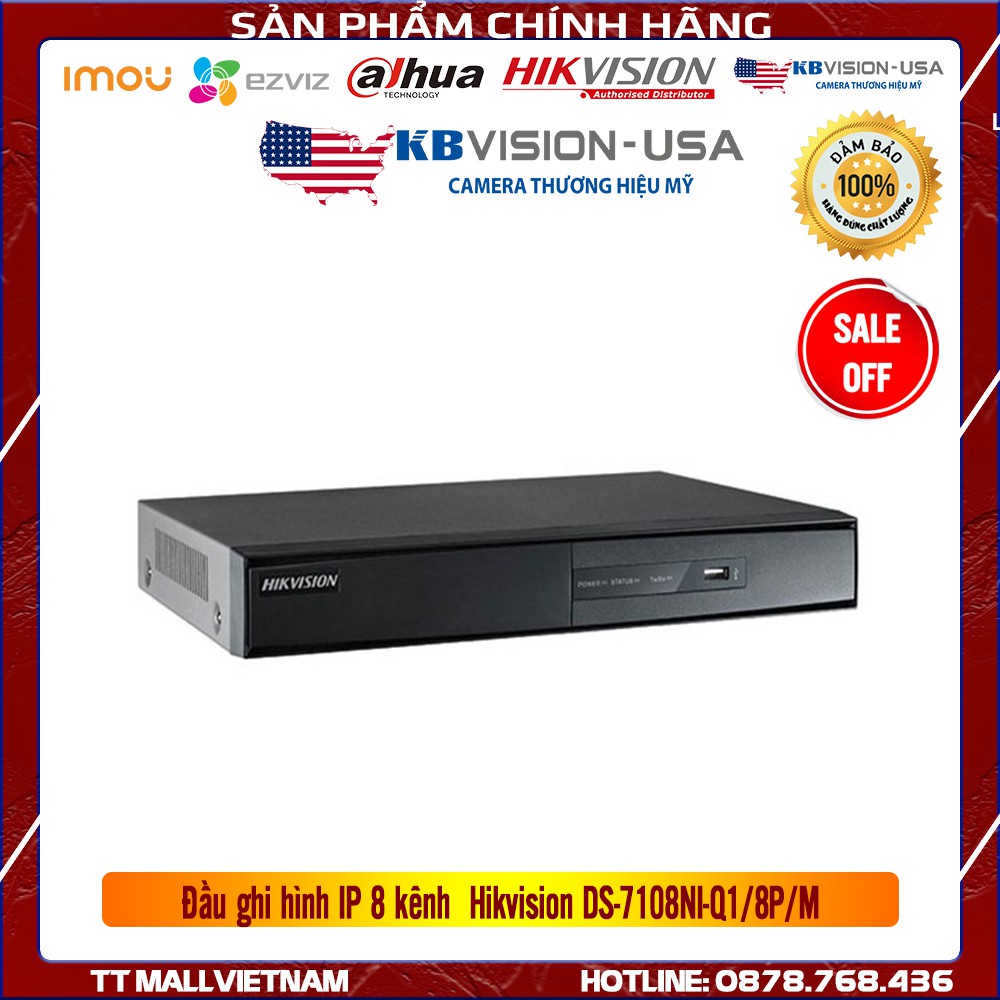 Đầu ghi hình IP vỏ sắt 8 kênh  Hikvision DS-7108NI-Q1/8P/M  hỗ trợ POE