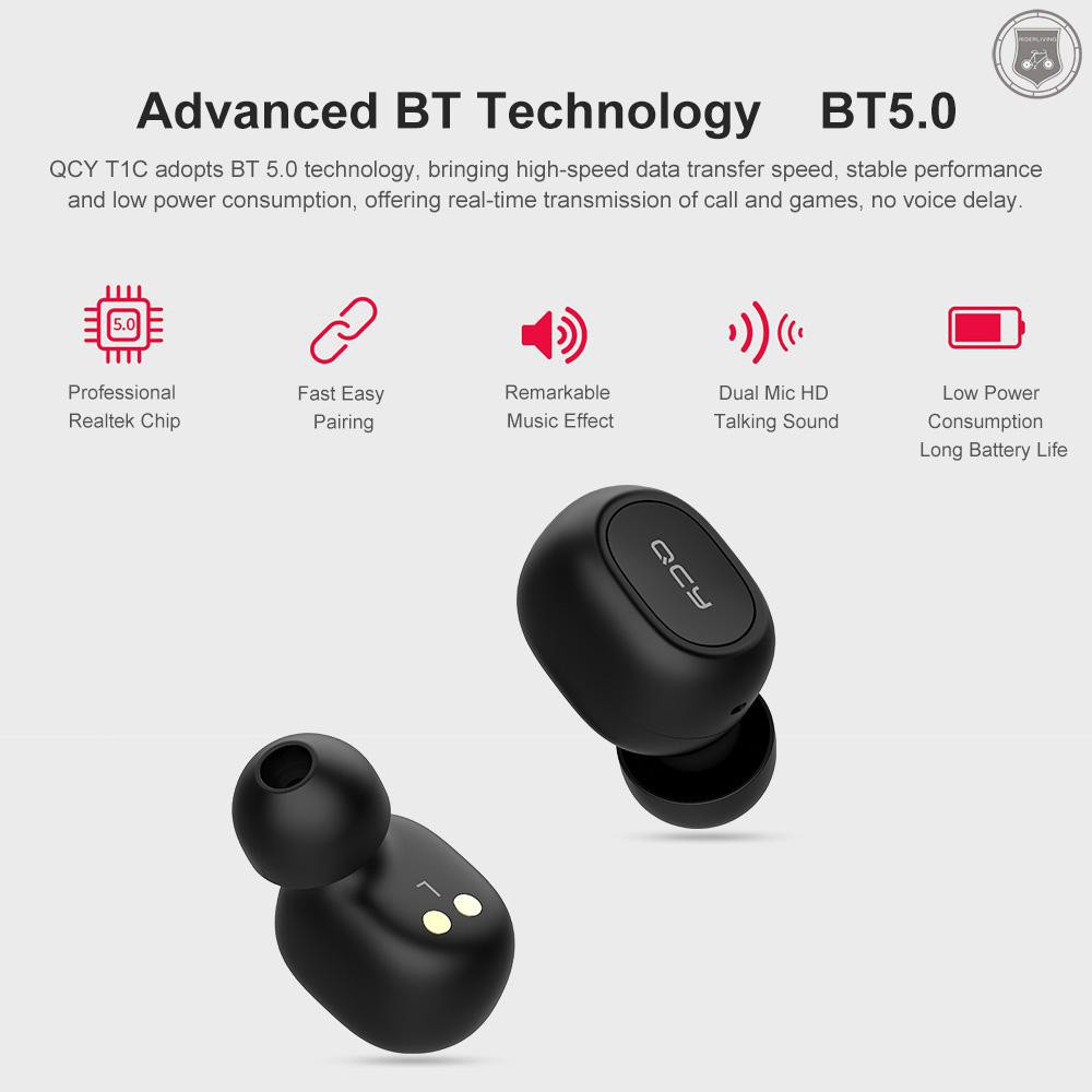 QCY Tai Nghe Nhét Tai Bluetooth 5.0 Qc T1C Kèm Phụ Kiện