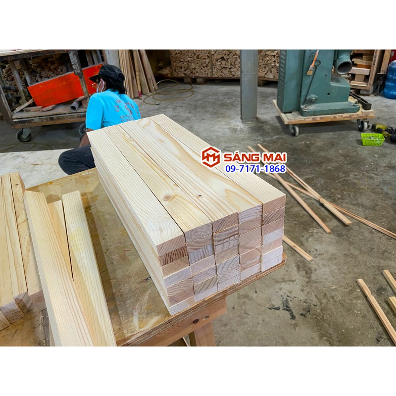 [MS95] Thanh gỗ thông 2cm x 4cm x dài 50cm + láng mịn 4 mặt