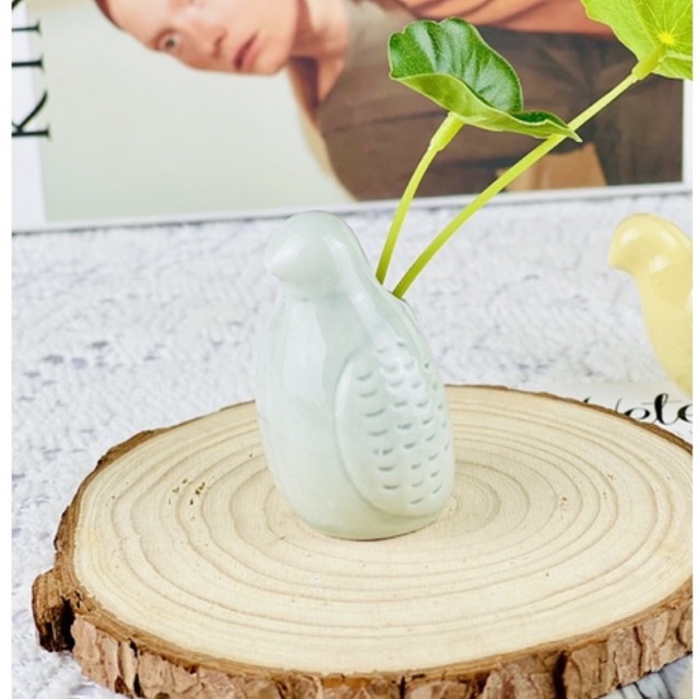 Chậu trồng cây,Bình cắm hoa mini decor trang trí,chụp ảnh hình con chim
