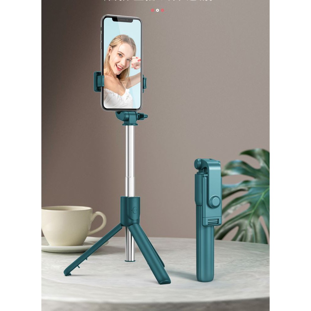 Gậy tự sướng đa năng bluetooth Selfie Stick Tripod R1'  + Giá đỡ điện thoại 3 chân + Remote Bluetooth Gậy Chụp Ảnh QMAT