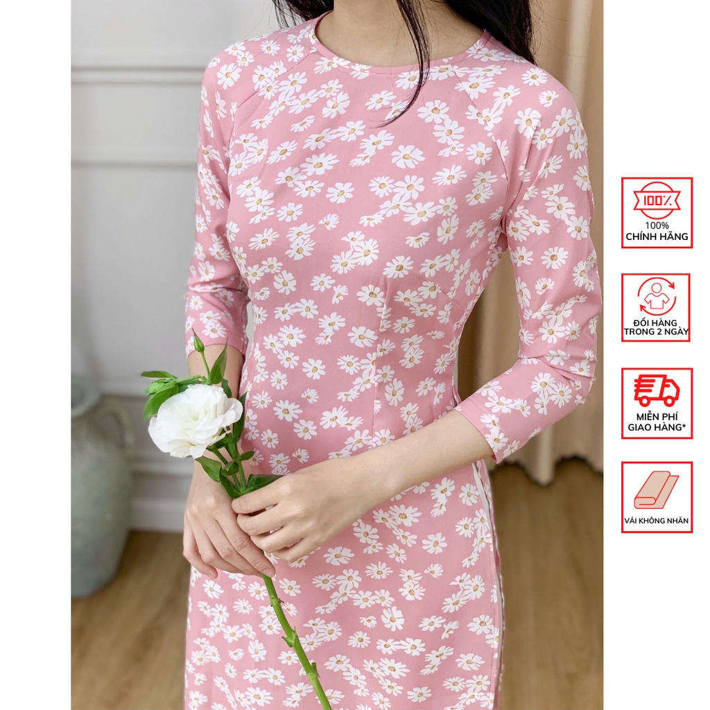 Áo dài FOR HER Hoa Cúc Hồng AD01576