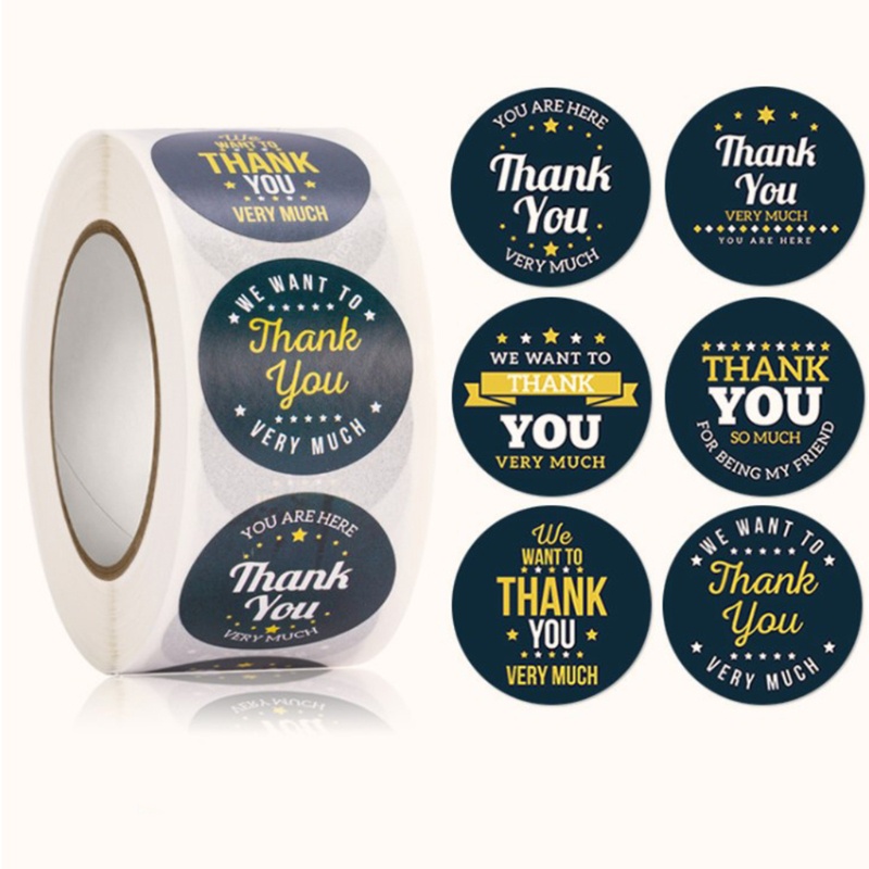 Set 500 miếng dán in chữ Thank You độc đáo trang trí đồ thủ công