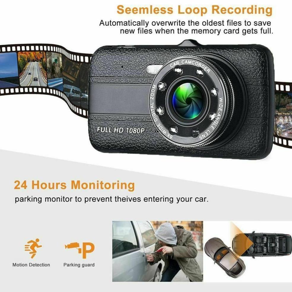 Trọn Bộ camera Hành trình Full HD 1080P - Màn hình 4 inch - Tích hợp 8 LED | BigBuy360 - bigbuy360.vn