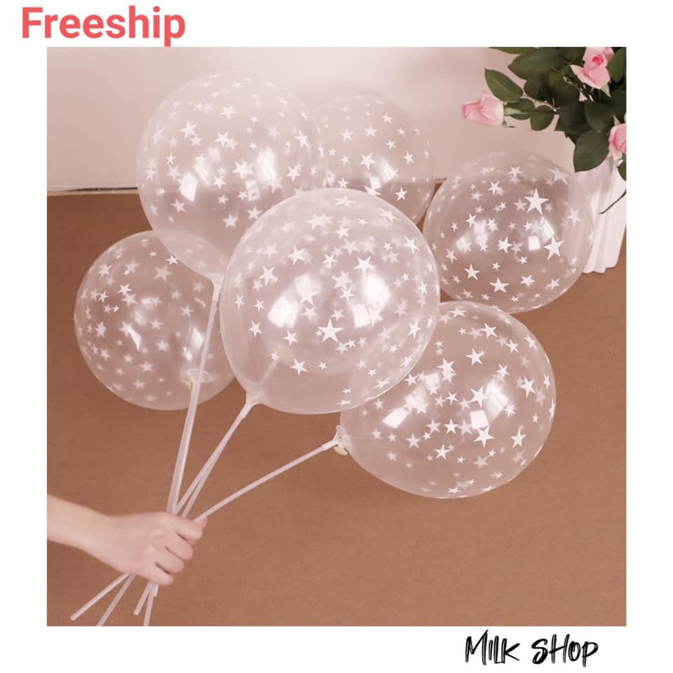 Sỉ Bịch Bóng Bay Trong Suốt In Hình Ngôi Sao Trang Trí ( gói 50 quả) MS02