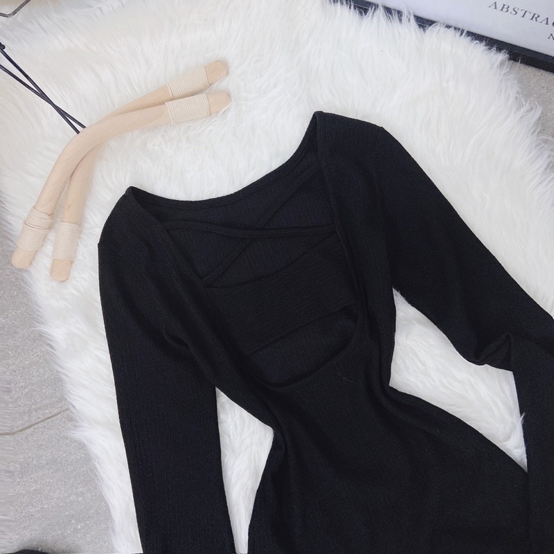 ĐẦM BODY ĐEN CUTOUT DÂY CHÉO LƯNG