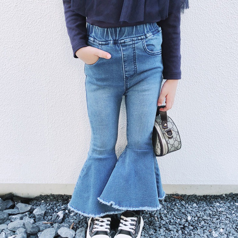 Quần jeans dài ống loe thời trang cho bé gái