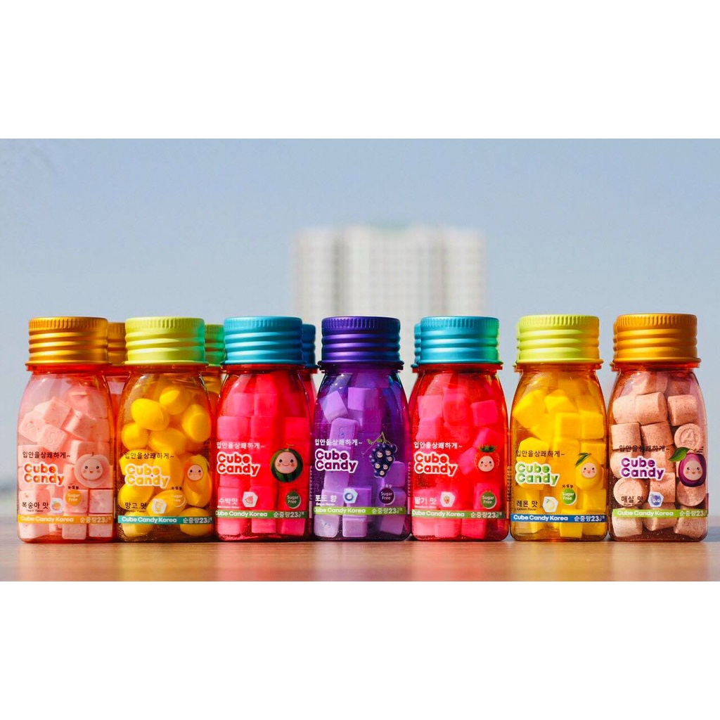 Kẹo Cube Candy The Mát Thơm Miệng Hàn Quốc 23g, Dưa hấu, tăng lực, chanh, đào,....